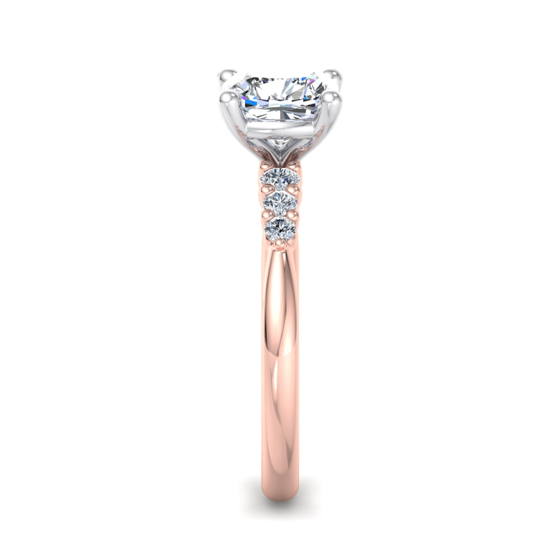 Rose Gold Mini Seven Stone (1/5ctw) & 1ct Cushion Lab Grown Diamond Center