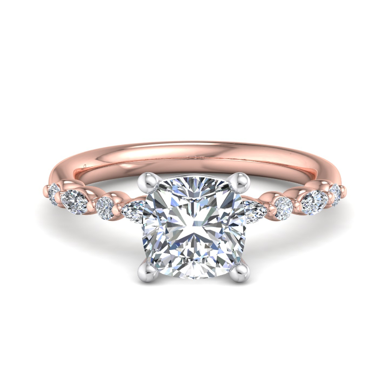 Rose Gold Mini Sienna (1/5ctw) & 1ct Cushion Lab Grown Diamond Center