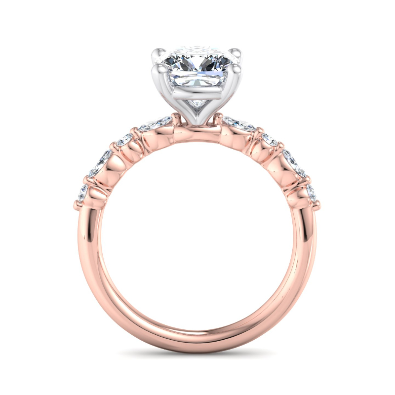 Rose Gold Mini Sienna (1/5ctw) & 1ct Cushion Lab Grown Diamond Center