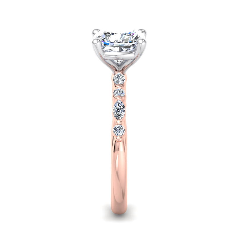 Rose Gold Mini Sienna (1/5ctw) & 1ct Cushion Lab Grown Diamond Center