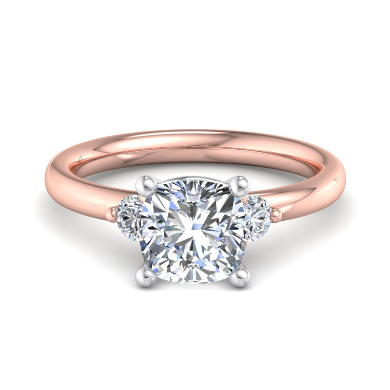 Rose Gold Mini Three ( 1/5ctw ) & 1ct Cushion Lab Grown Diamond Center