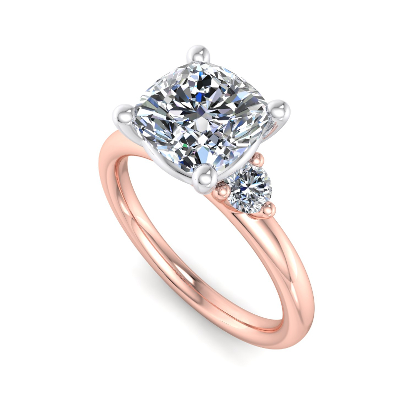 Rose Gold Mini Three ( 1/5ctw ) & 1ct Cushion Lab Grown Diamond Center