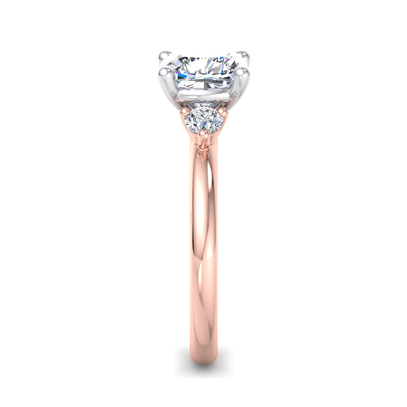 Rose Gold Mini Three ( 1/5ctw ) & 1ct Cushion Lab Grown Diamond Center