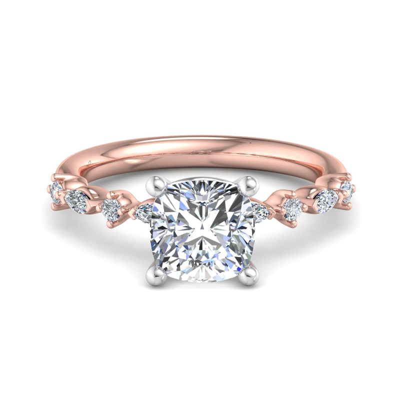 Rose Gold Mini Verona (1/5ctw) & 1ct Cushion Lab Grown Diamond Center