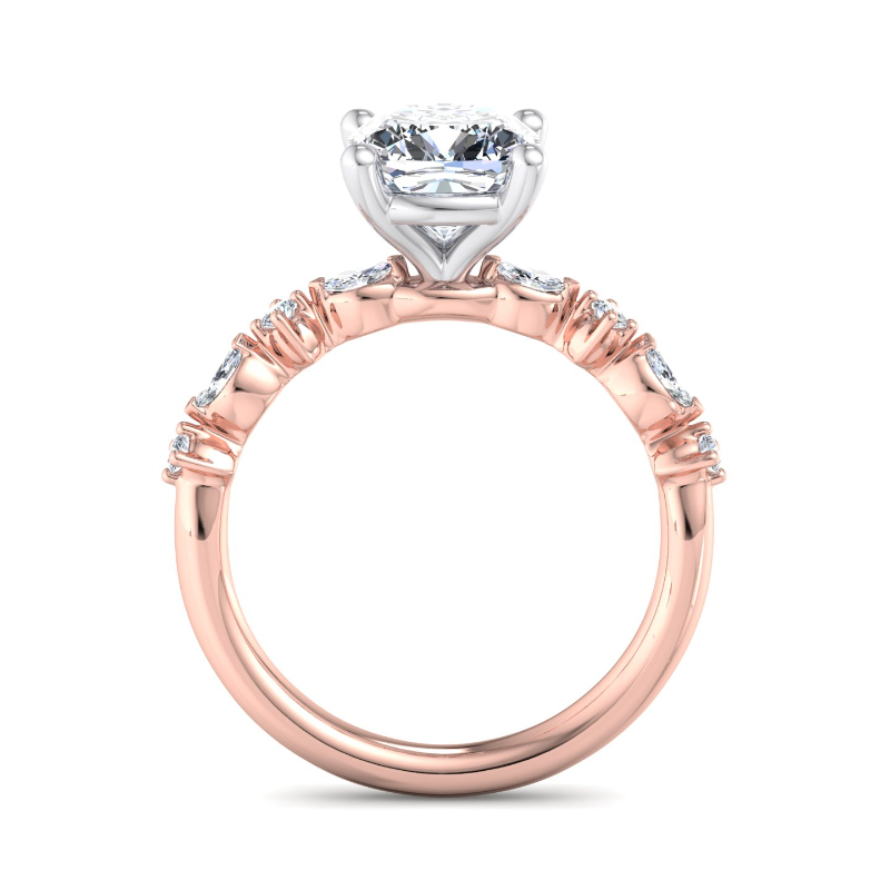 Rose Gold Mini Verona (1/5ctw) & 1ct Cushion Lab Grown Diamond Center