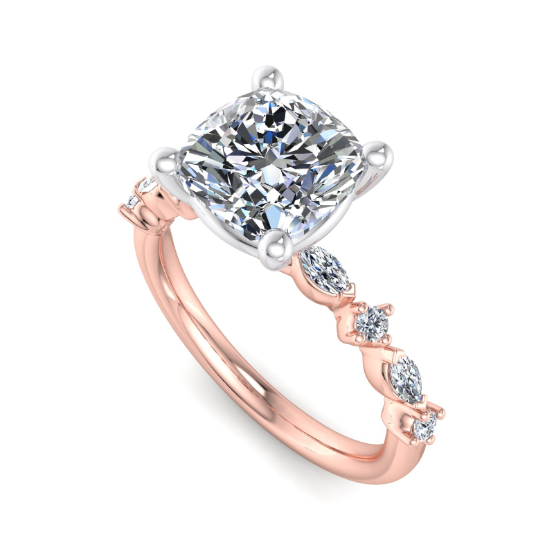 Rose Gold Mini Verona (1/5ctw) & 1ct Cushion Lab Grown Diamond Center