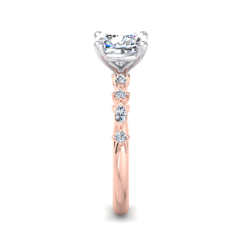 Rose Gold Mini Verona (1/5ctw) & 1ct Cushion Lab Grown Diamond Center