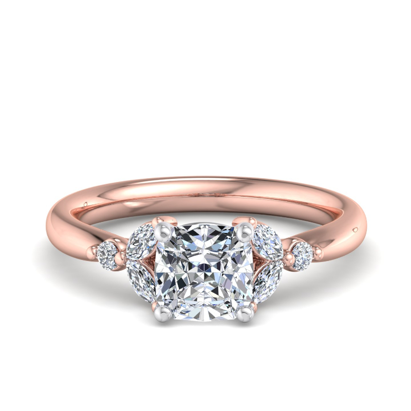 Rose Gold Stella (1/4ctw) & 1ct Cushion Lab Grown Diamond Center