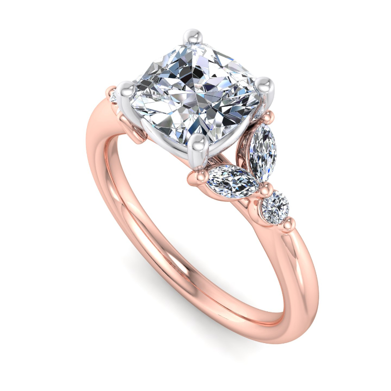 Rose Gold Stella (1/4ctw) & 1ct Cushion Lab Grown Diamond Center
