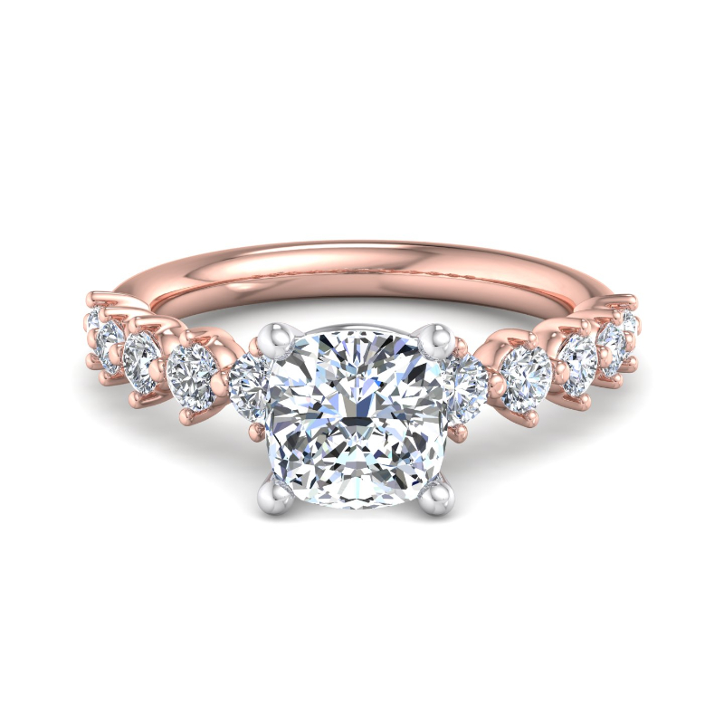 Rose Gold Ultimate Pinnacle (1/2ctw) & 1ct Cushion Lab Grown Diamond Center