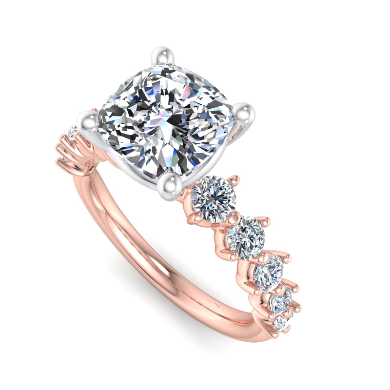 Rose Gold Ultimate Pinnacle (1/2ctw) & 1ct Cushion Lab Grown Diamond Center