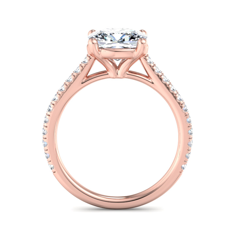 Rose Gold East West (1/3ctw) & 1ct Elongated Cushion Lab Grown Diamond Center