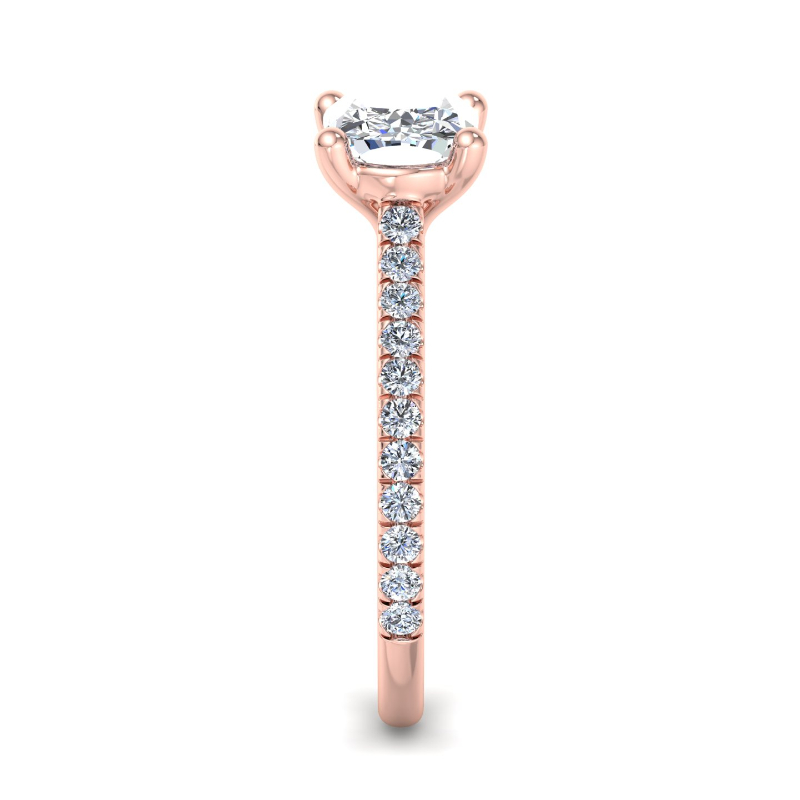 Rose Gold East West (1/3ctw) & 1ct Elongated Cushion Lab Grown Diamond Center