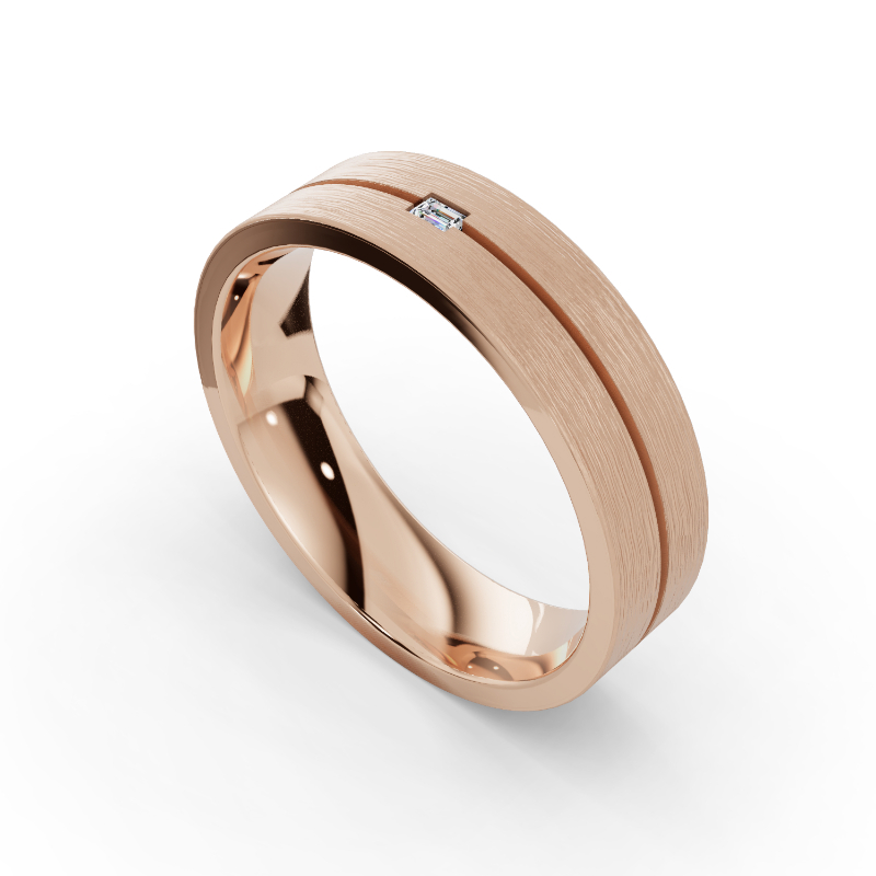 Rose Gold Landon Men's Baguette Diamond Band