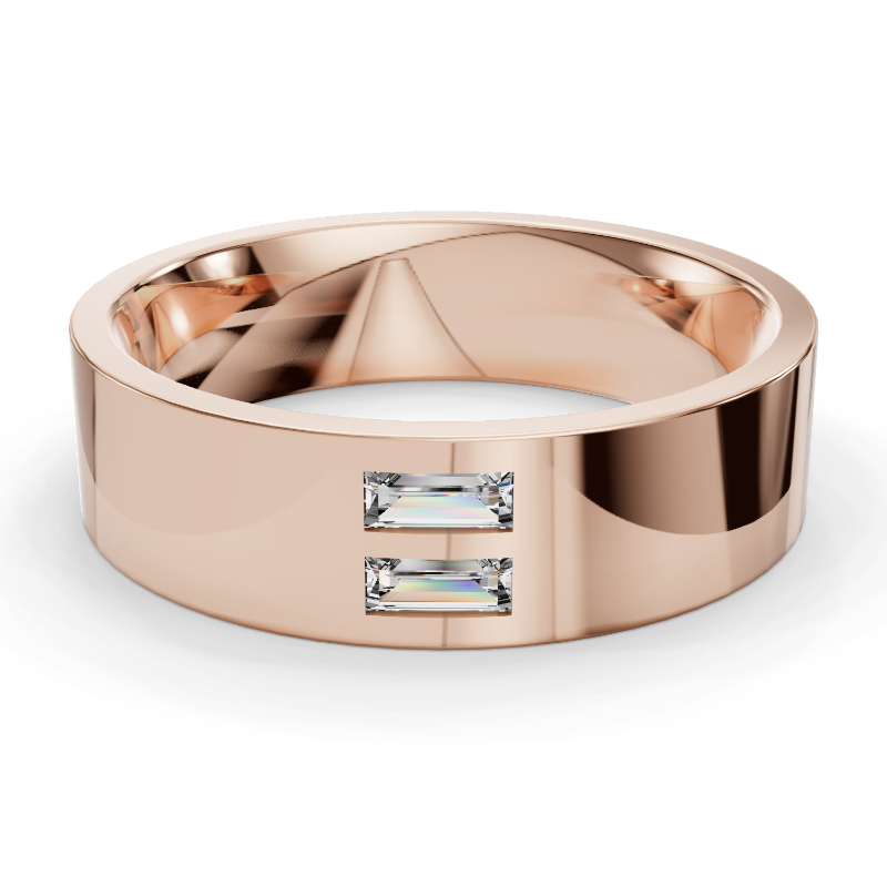 Rose Gold Modern Duo Baguette Men's Diamond Band