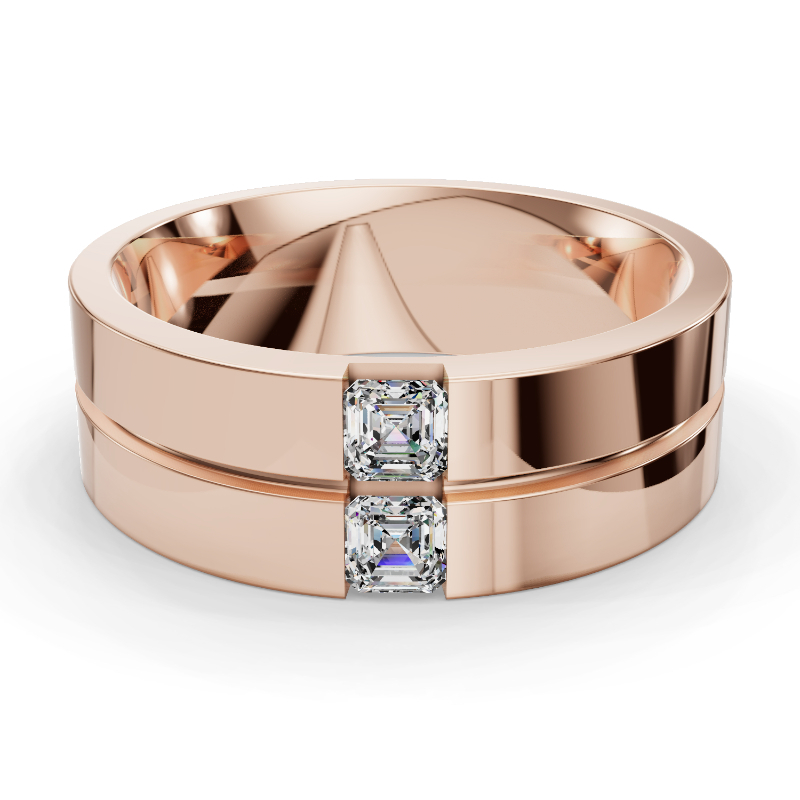 Rose Gold Alexander Duo Asscher Cut Diamond Band