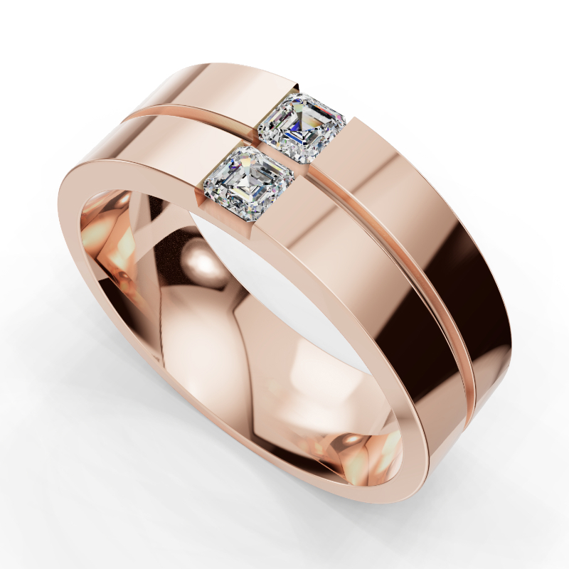Rose Gold Alexander Duo Asscher Cut Diamond Band