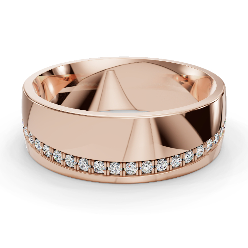 Rose Gold Wave Eternity Men's Diamond Band