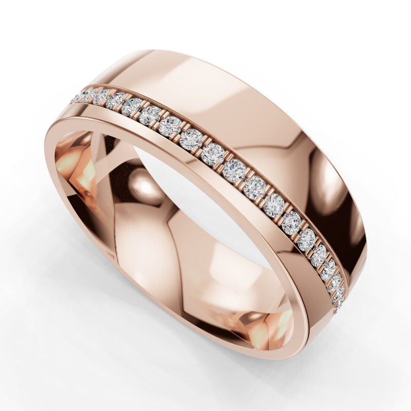 Rose Gold Wave Eternity Men's Diamond Band