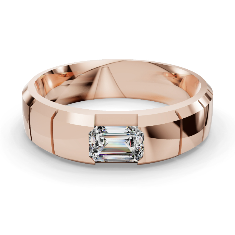 Rose Gold Austin Emerald Diamond Band