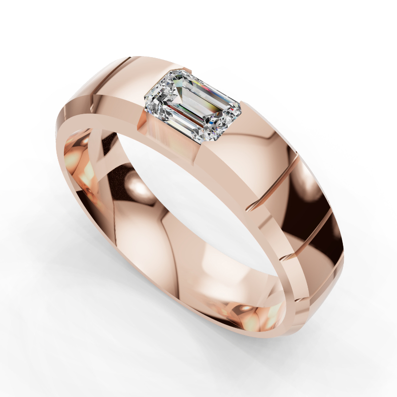 Rose Gold Austin Emerald Diamond Band