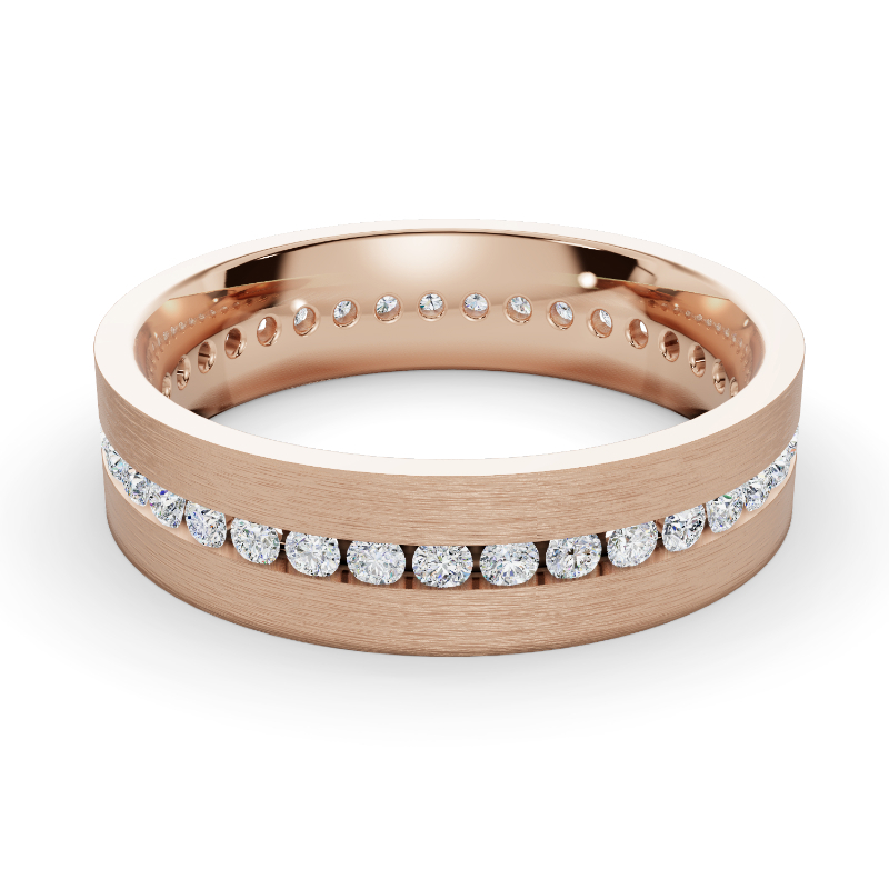 Rose Gold Dakota Matte Eternity Men's Diamond Band