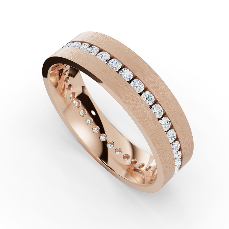 Rose Gold Dakota Matte Eternity Men's Diamond Band