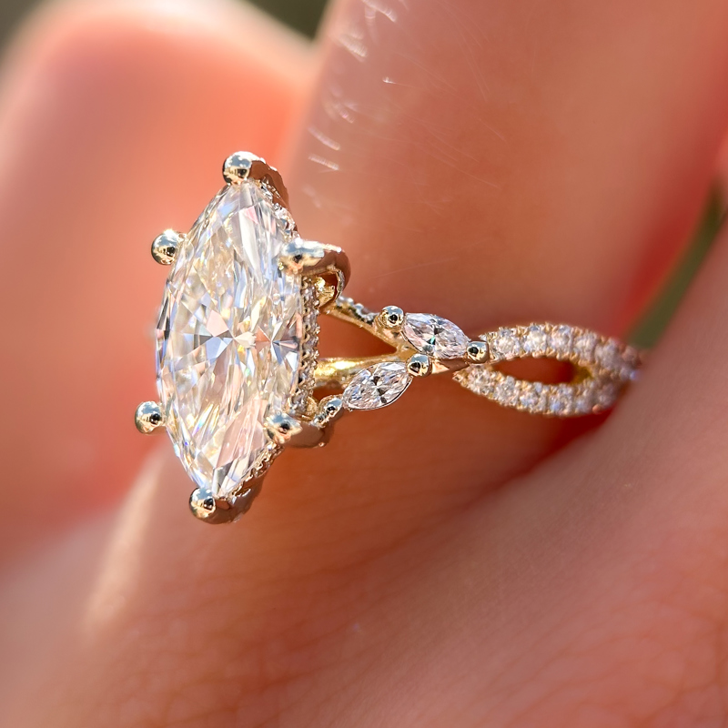 Yellow Gold Grand Iris 2ct Marquise Center