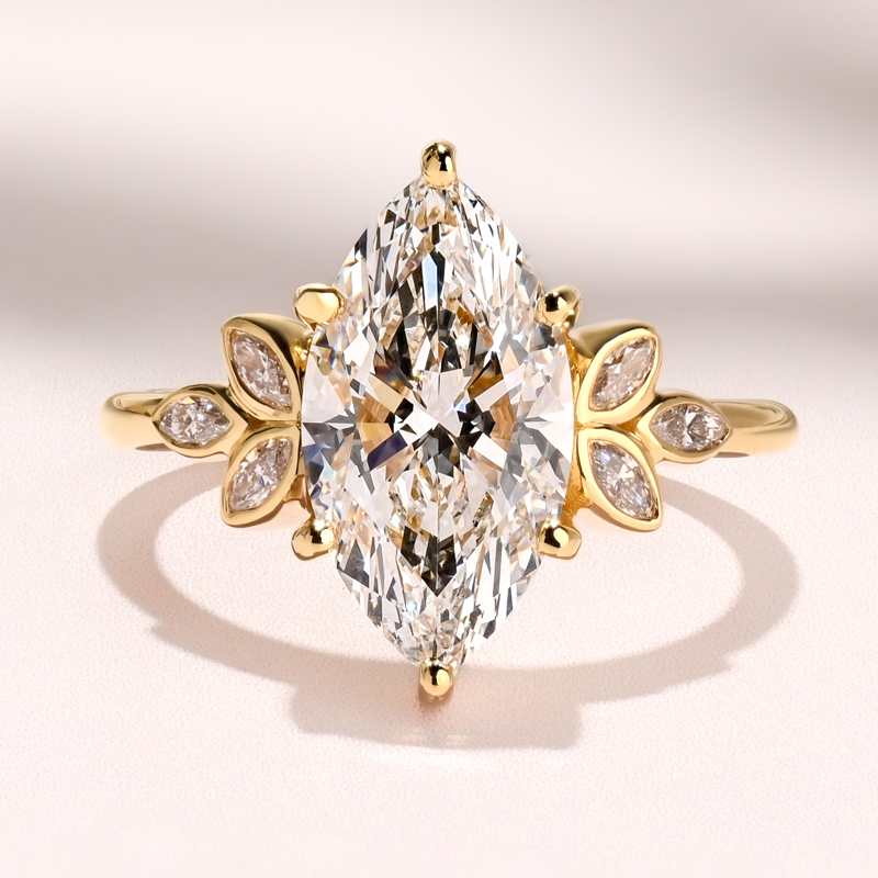 Yellow Gold Arielle Sun 3ct Marquise Center