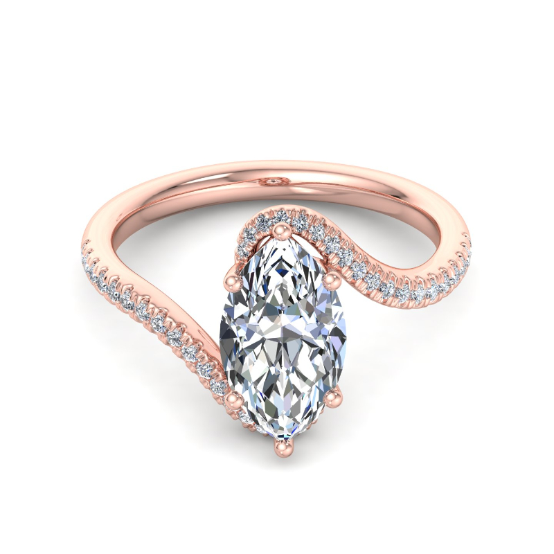 Rose Gold Embrace (1/6ctw) & 1ct Marquise Lab Grown Diamond Center