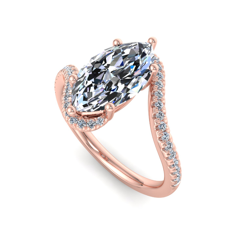 Rose Gold Embrace (1/6ctw) & 1ct Marquise Lab Grown Diamond Center