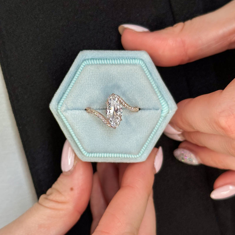 Rose Gold Embrace (1/6ctw) & 1ct Marquise Lab Grown Diamond Center