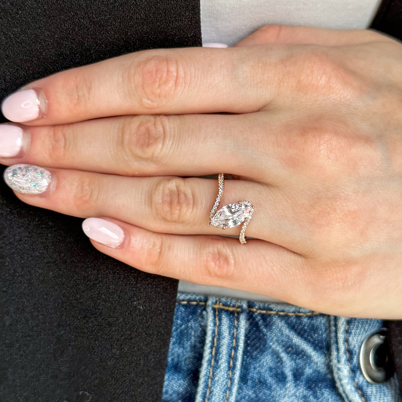 Rose Gold Embrace (1/6ctw) & 1ct Marquise Lab Grown Diamond Center