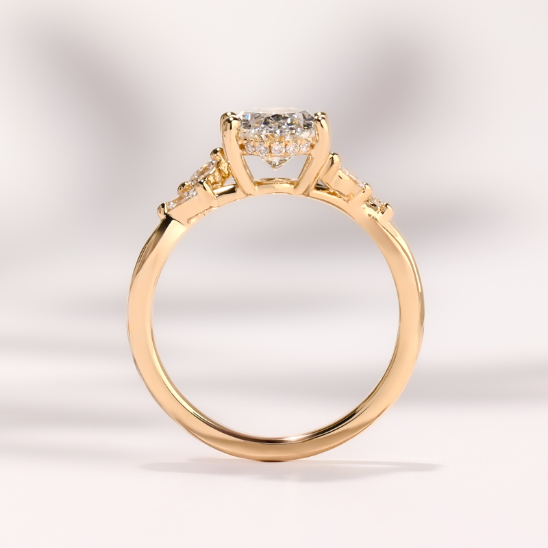 Yellow Gold Iris Hidden Halo 2ct Oval Center