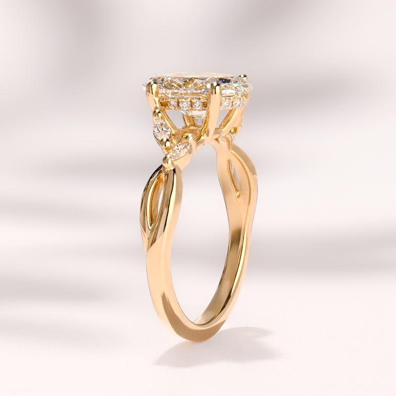 Yellow Gold Iris Hidden Halo 2ct Oval Center