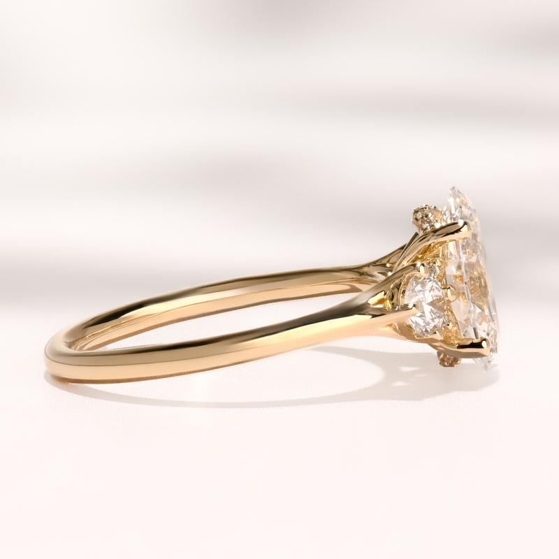 Yellow Gold Skyler Three Stone 2ct Oval Center