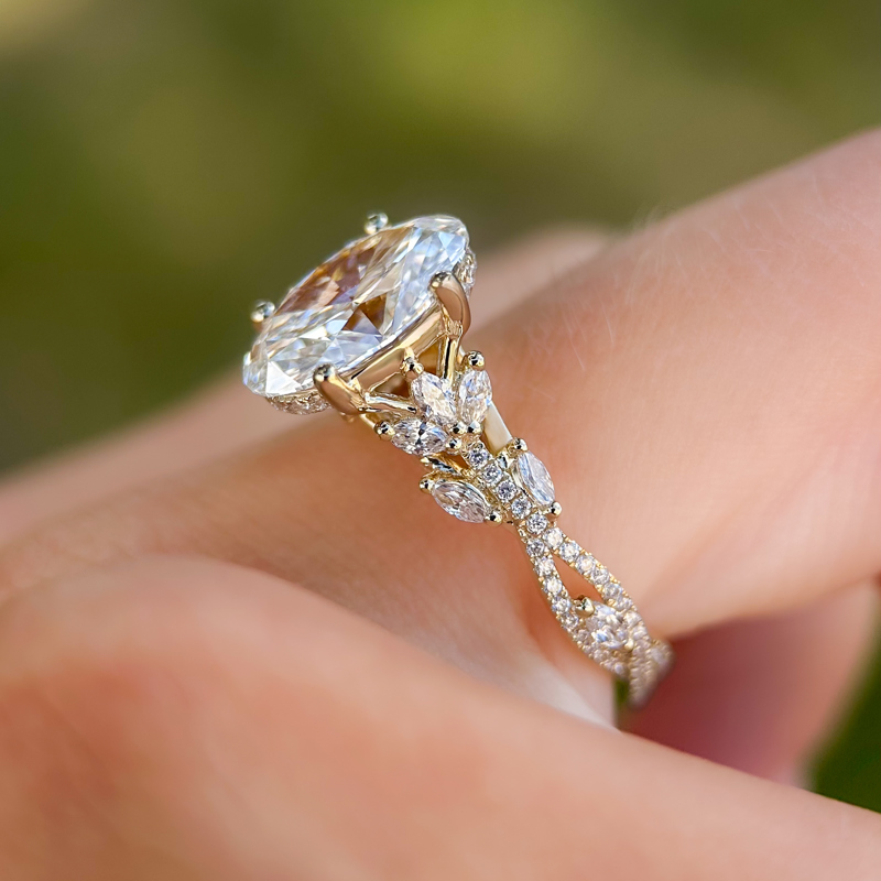 Yellow Gold Magnolia Vine 3ct Oval Center