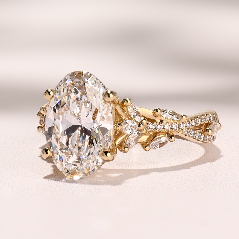 Yellow Gold Magnolia Vine 3ct Oval Center