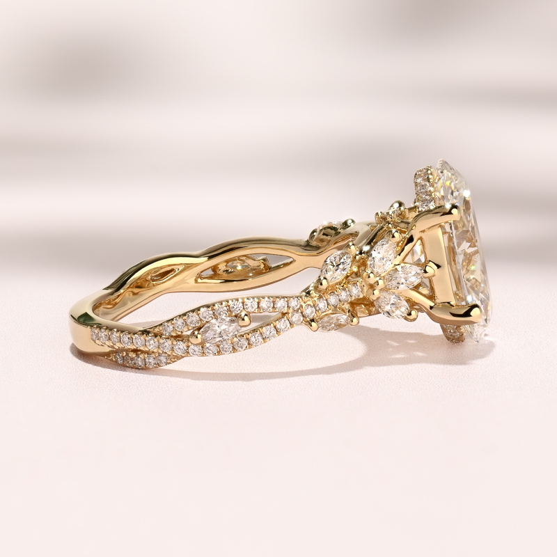 Yellow Gold Magnolia Vine 3ct Oval Center