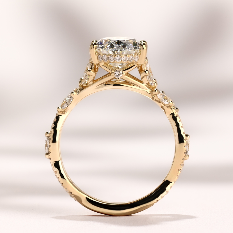 Yellow Gold Magnolia Vine 3ct Oval Center