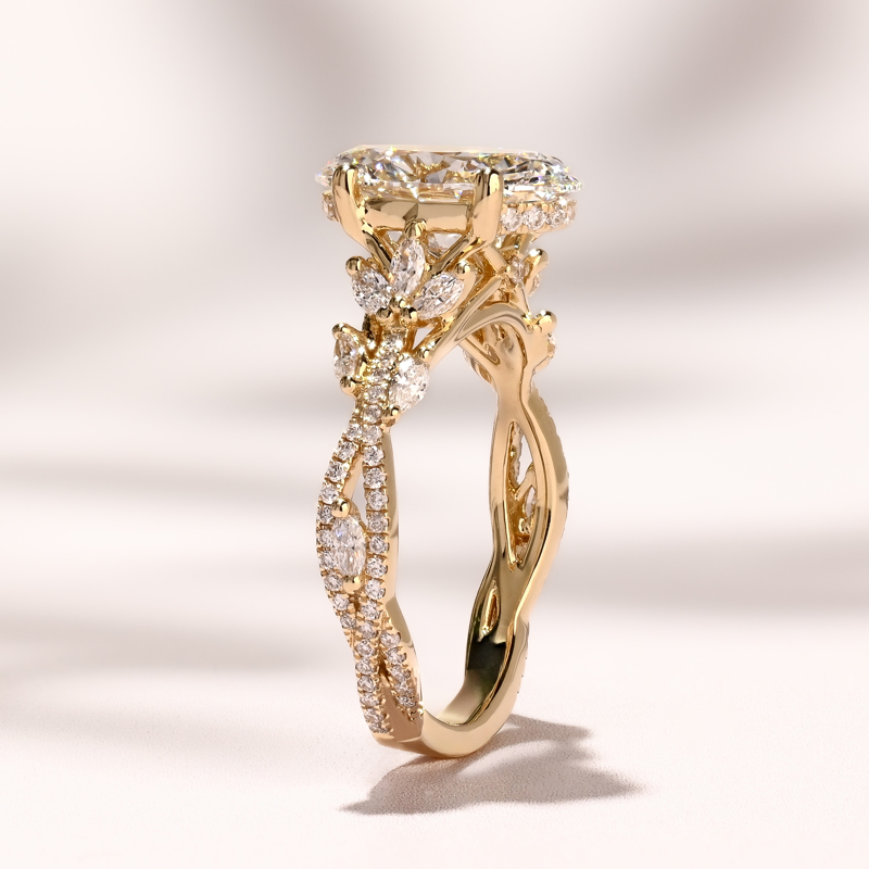 Yellow Gold Magnolia Vine 3ct Oval Center