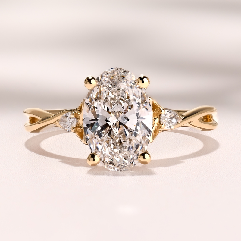 Yellow Gold Brid's Promise 2ct Oval Center