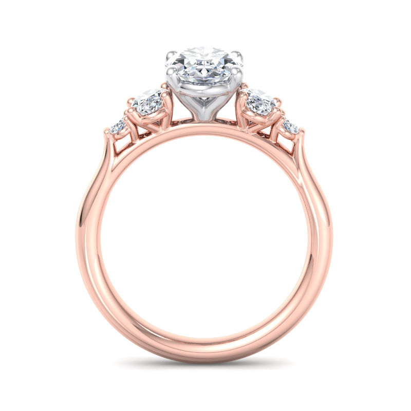 Rose Gold Oval Five Stone (5/8ctw) & 1ct Oval Lab Grown Diamond Center