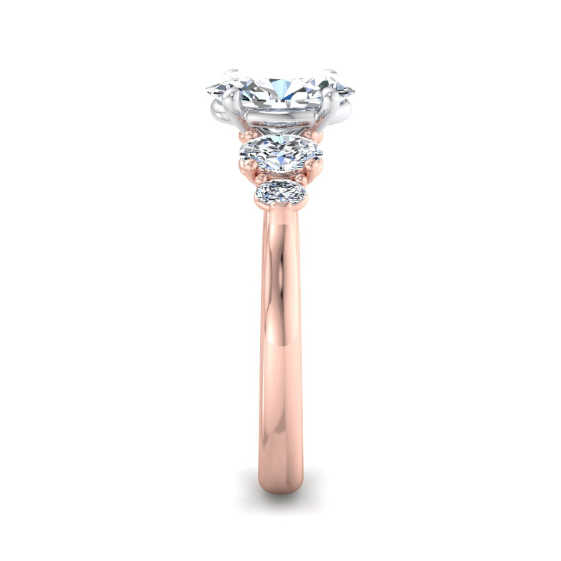 Rose Gold Oval Five Stone (5/8ctw) & 1ct Oval Lab Grown Diamond Center