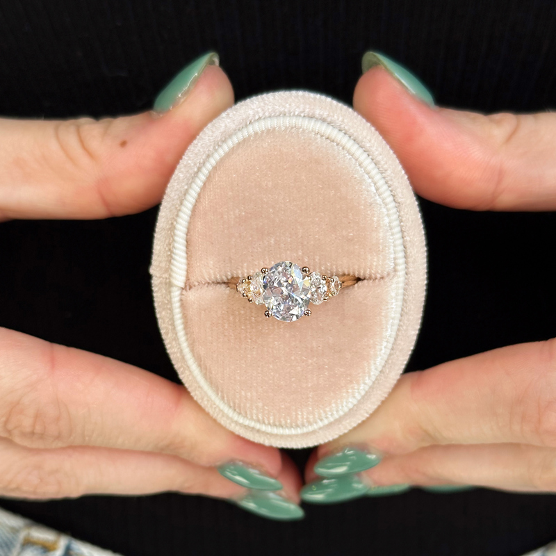 Rose Gold Oval Five Stone (5/8ctw) & 1ct Oval Lab Grown Diamond Center