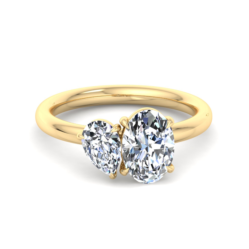 Yellow Gold Toi et Moi (2ctw) & Oval Lab Grown Diamond Center