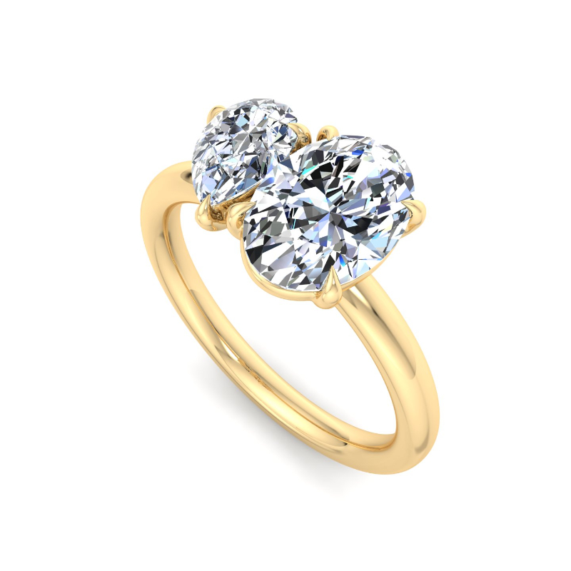 Yellow Gold Toi et Moi (2ctw) & Oval Lab Grown Diamond Center