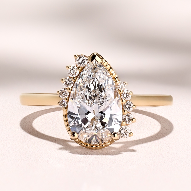 Yellow Gold Calista Love 2ct Pear Center