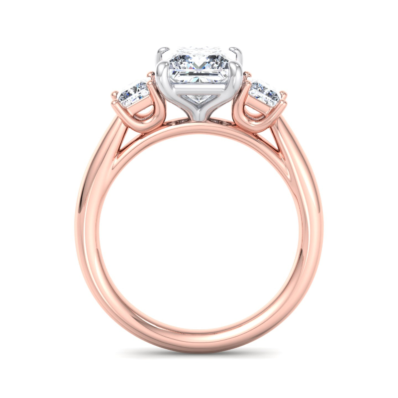 Rose Gold Three Stone Princess Cut (3/8ctw) & 1ct Princess Lab Grown Diamond Center