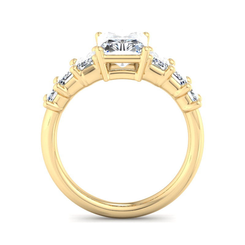 Yellow Gold Emerald Opera (1-3/8ctw) & 2ct Radiant Lab Grown Diamond Center